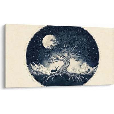Obraz – Magický strom s jeleňom I., jednodielne 120x70 cm