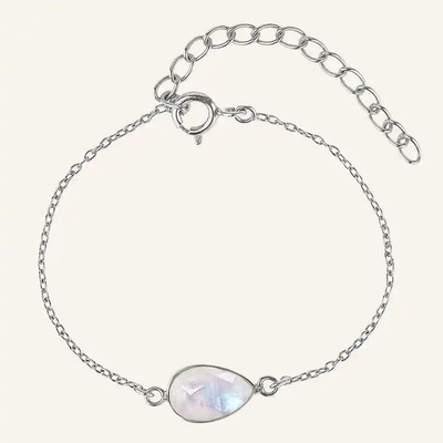 SilveAmo stříbrný náramek s měsíčním kamenem Moonstone B010