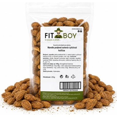 FITBOY Mandle pražené solené s príchuťou horčice 250 g