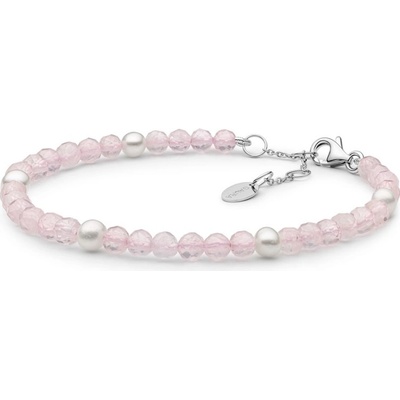 Gaura Pearls náramek s růžovým křemenem a perlou Reneé 232-49B Růžová