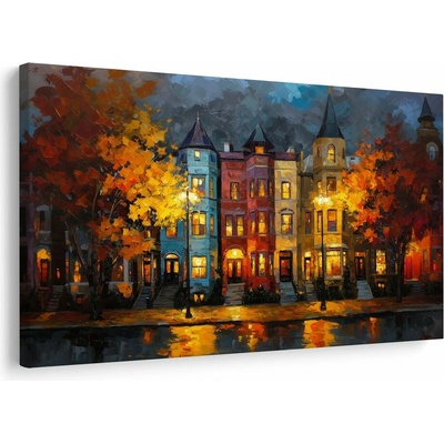 Obraz podzimní ulice s domy - 60x40
