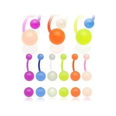 Šperky eshop piercing do pupíku s poloprůsvitnými kuličkami SP06.04 růžová