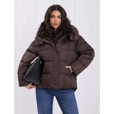 Italy Fashion bunda s kožušinou mocha