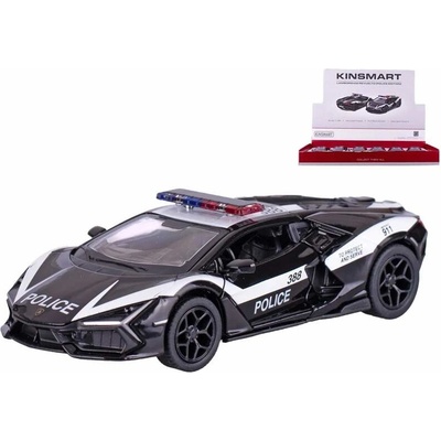 Kinsmart Lamborghini Revuelto policejní 13cm kov zpětný chod 1:38